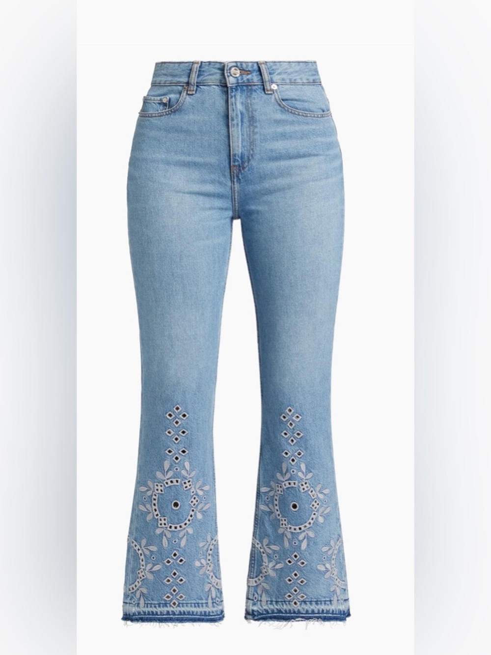 NWT GANNI Broderie-Anglaise Jeans Blue 
Women’s Size: 28